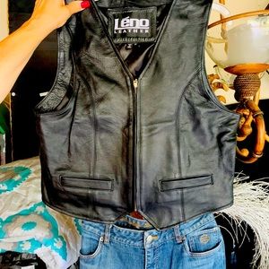 NWOT genuine leather zip up leather vest